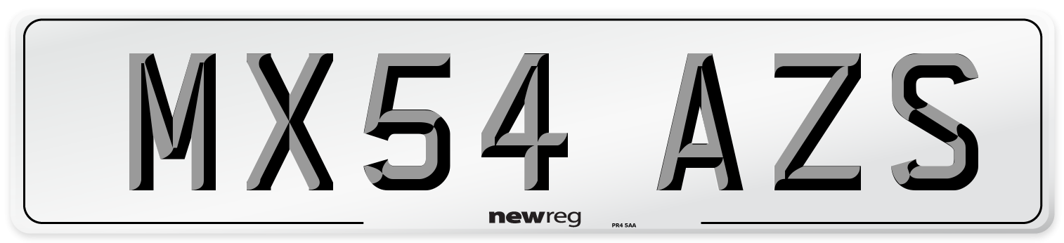 MX54 AZS Number Plate from New Reg